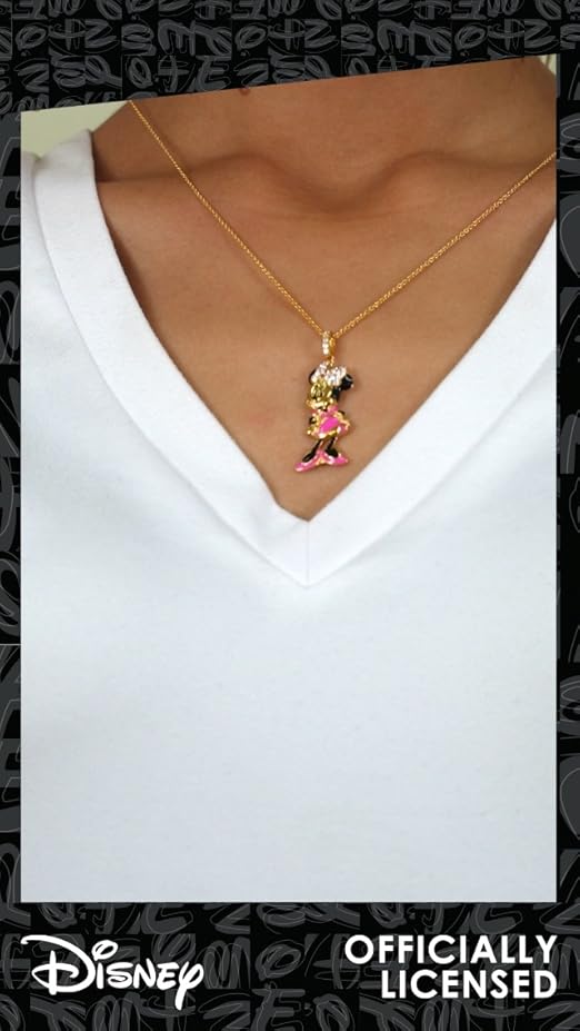 ディズニー　Fine Gold Disney Womens 3D Minnie Mouse Necklace 18